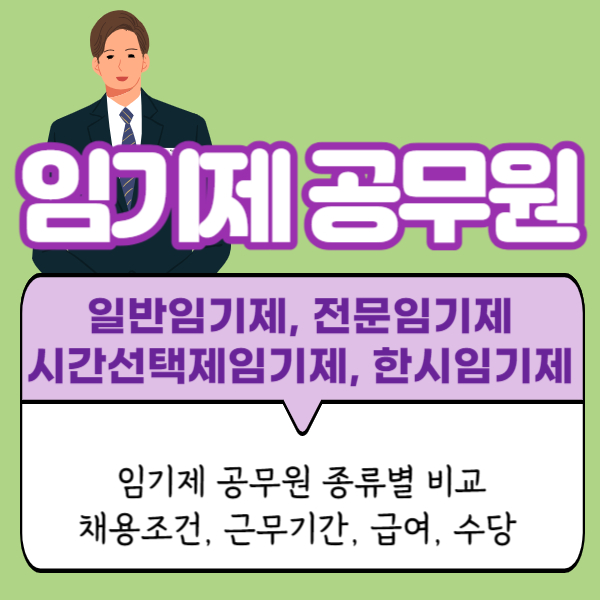 임기제 공무원 종류별 비교, 채용조건, 근무기간, 연봉, 수당 비교