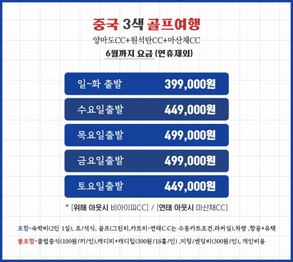 중국골프의 비용
