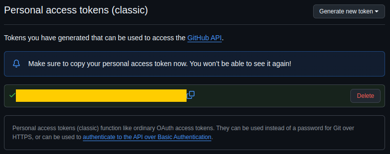 토큰 생성 완료