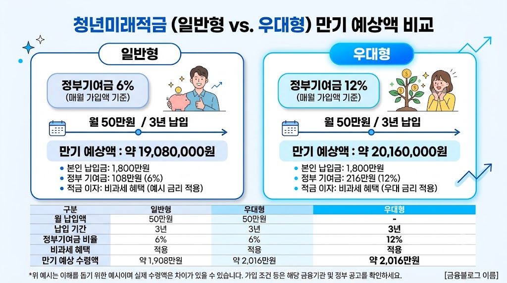 청년미래적금 50만원 넣으면 진짜 얼마? 일반형&middot;우대형 117만원 차이 계산