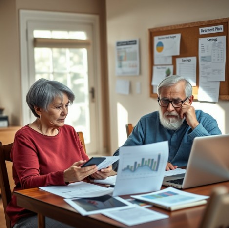 노후 주택연금을 고민하는 노부부 이미지