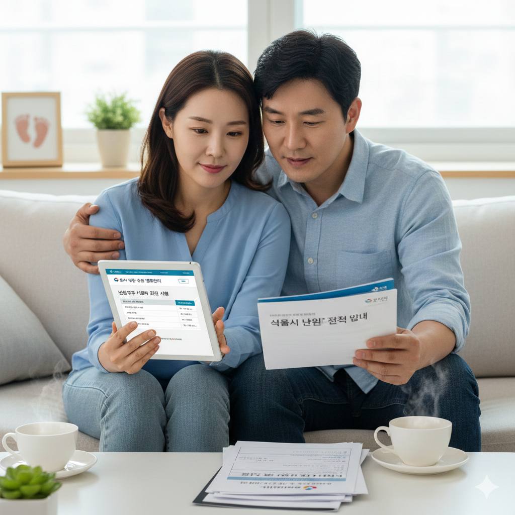 서울시 난임 지원 정책을 살펴보는 부부의 이미지 (AI 제작)