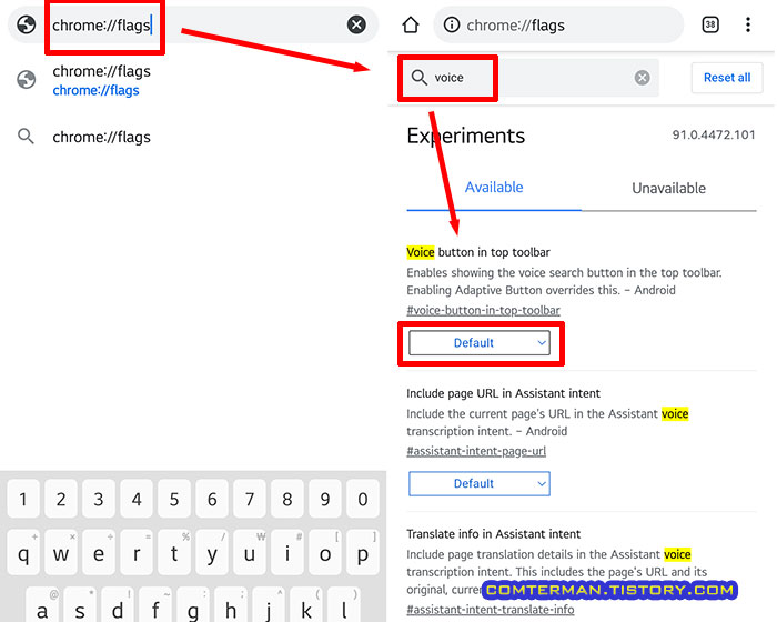 Voice button in top toolbar
