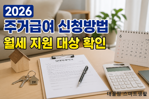 2026 주거급여 신청방법 안내 썸네일 이미지, 월세 지원 대상과 신청 정보 설명