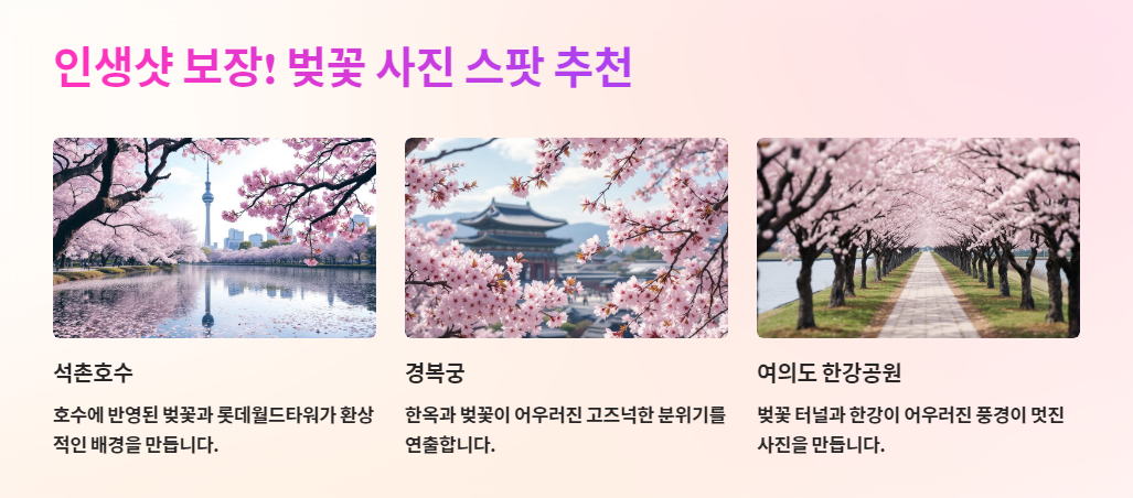 인생샷 보장! 벚꽃 사진 스팟 추천