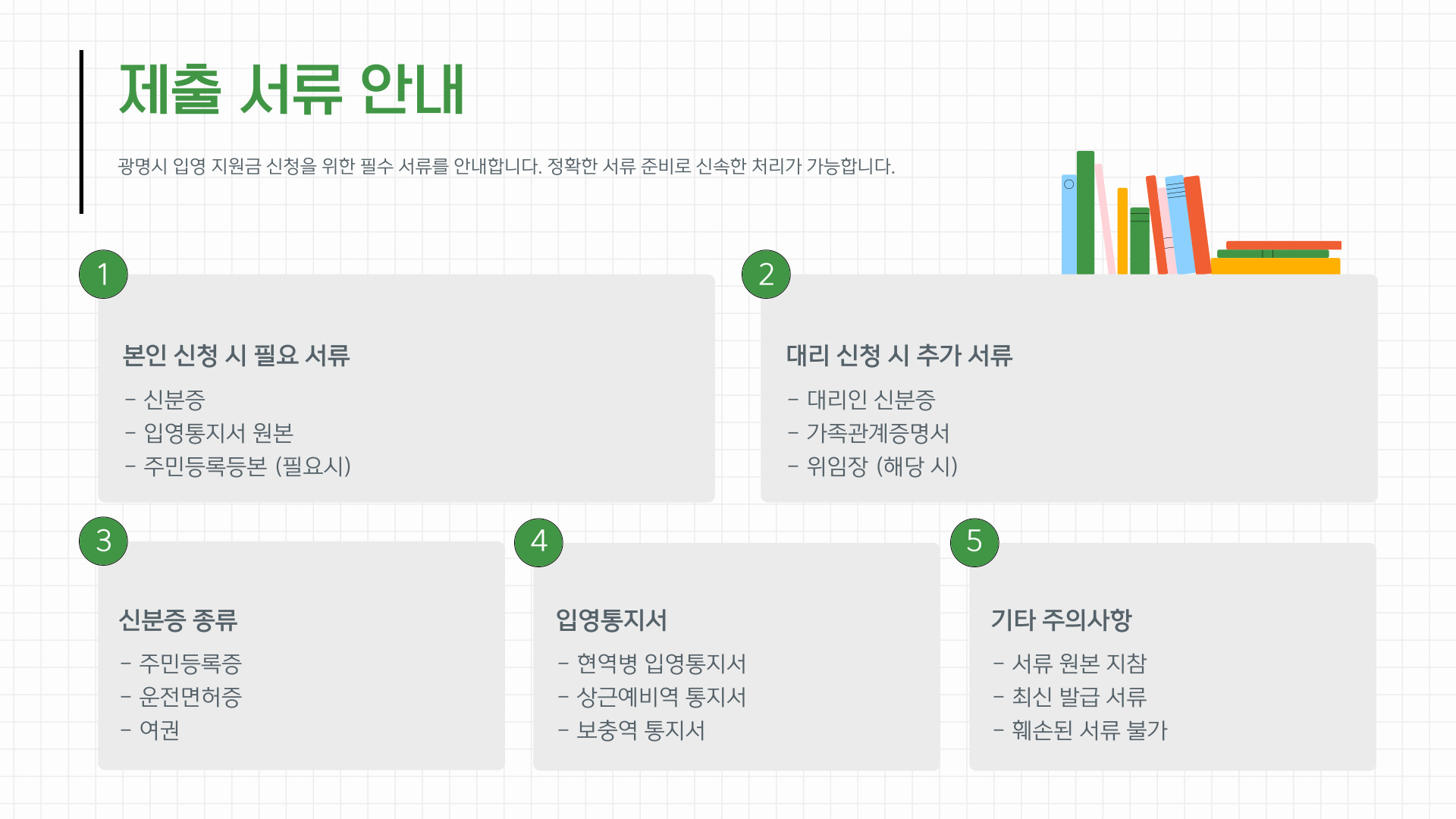 광명시 입영 지원금 제출 서류