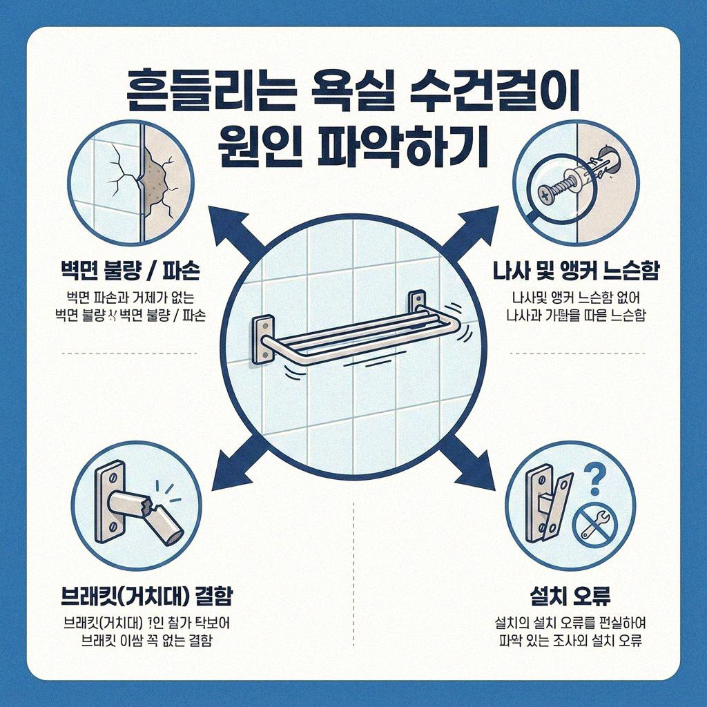 욕실 수건걸이 흔들릴 때 꿀팁 흔들림 없이 꽉 잡는 법