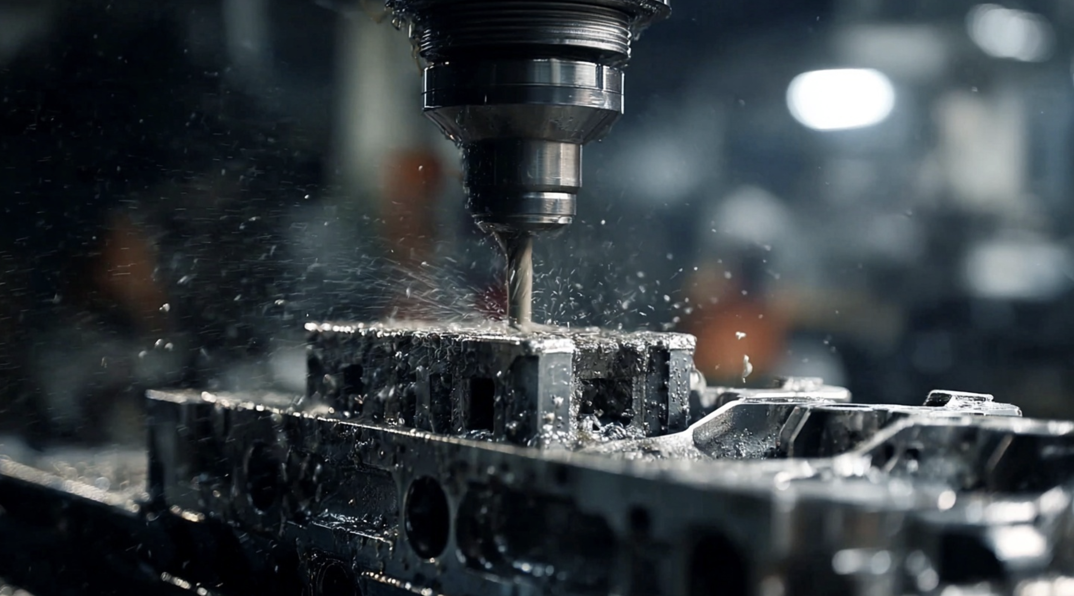 CNC / MCT에서 엔진블록을 정밀 가공하고 있는 사례