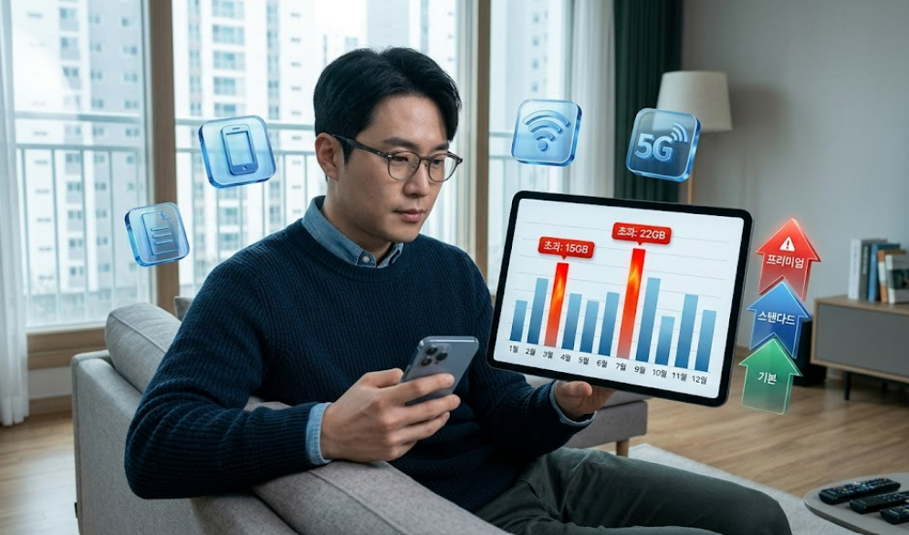 통신비 사용 습관 점검 기준 데이터 사용량 분석 화면