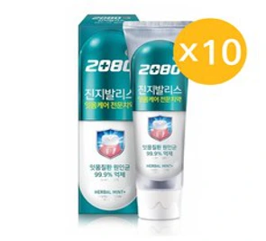 2080 진지발리스 허벌민트 잇몸치약&#44; 150g&#44; 10개
