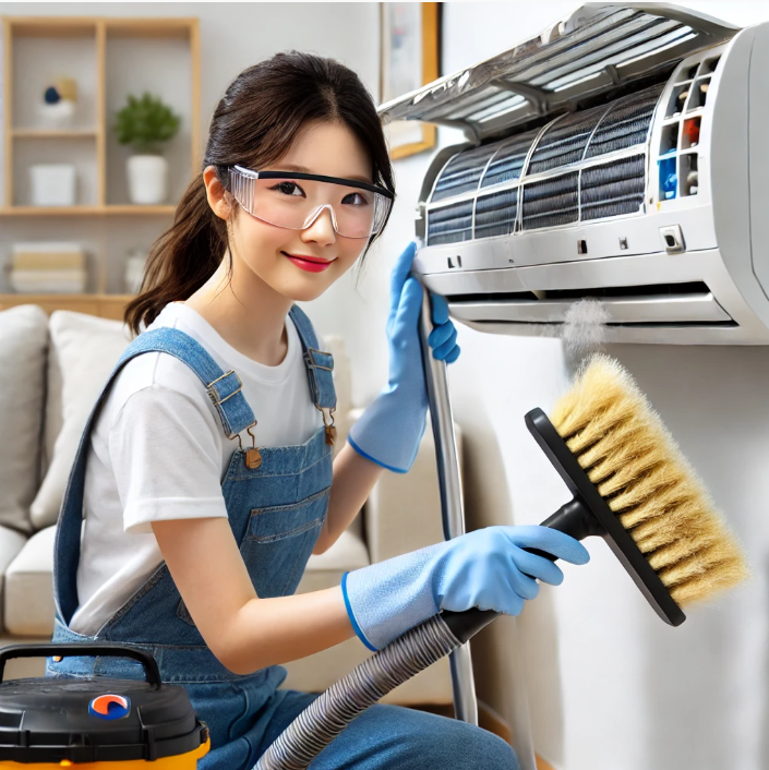 에어컨 청소하는 이미지 입니다.