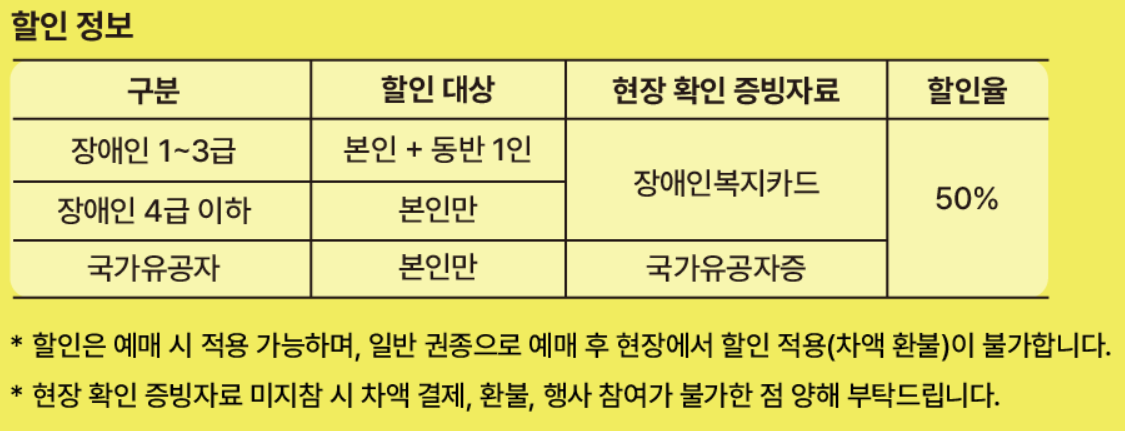 장애인,국가유공자 할인정보 안내