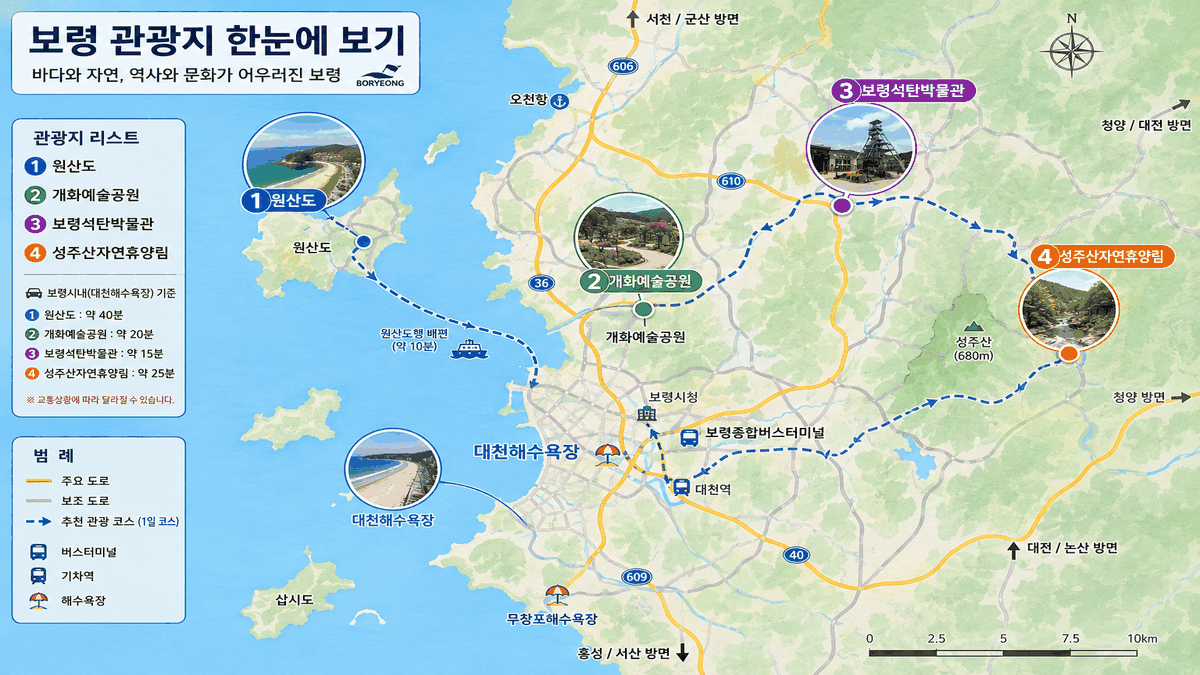 보령 관광지 한눈에 보기
