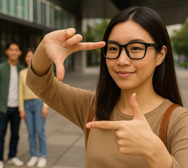 초능력안경 사진찍는 여자