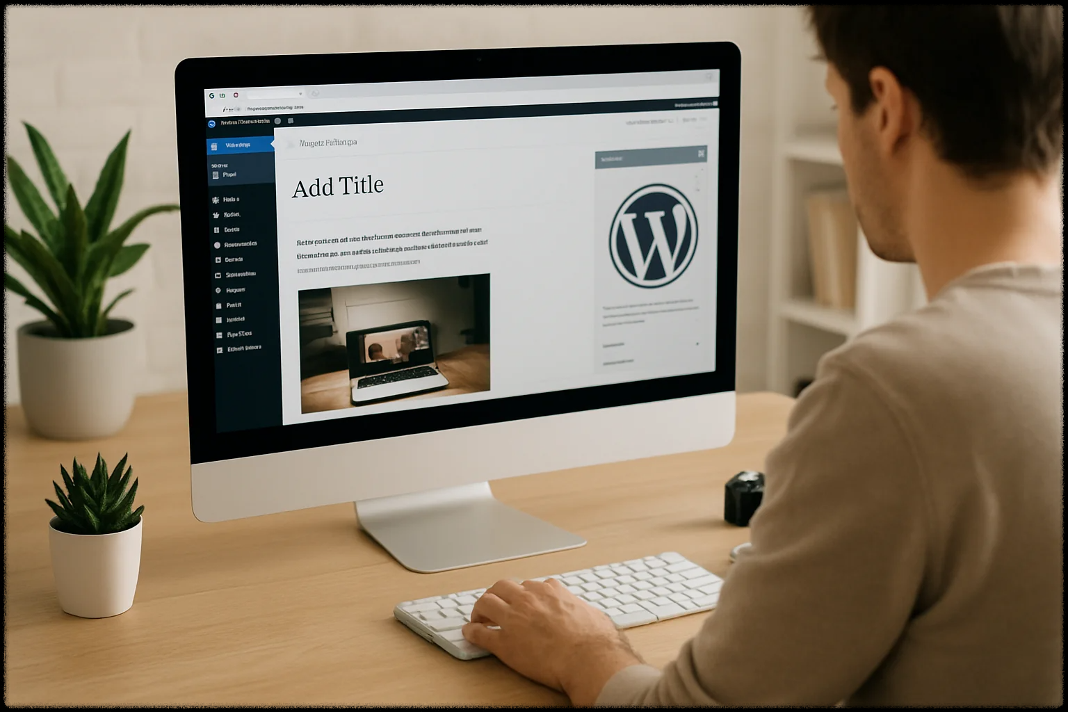 데스크탑 화면에 워드프레스 새 글 작성 페이지가 보이는 이미지