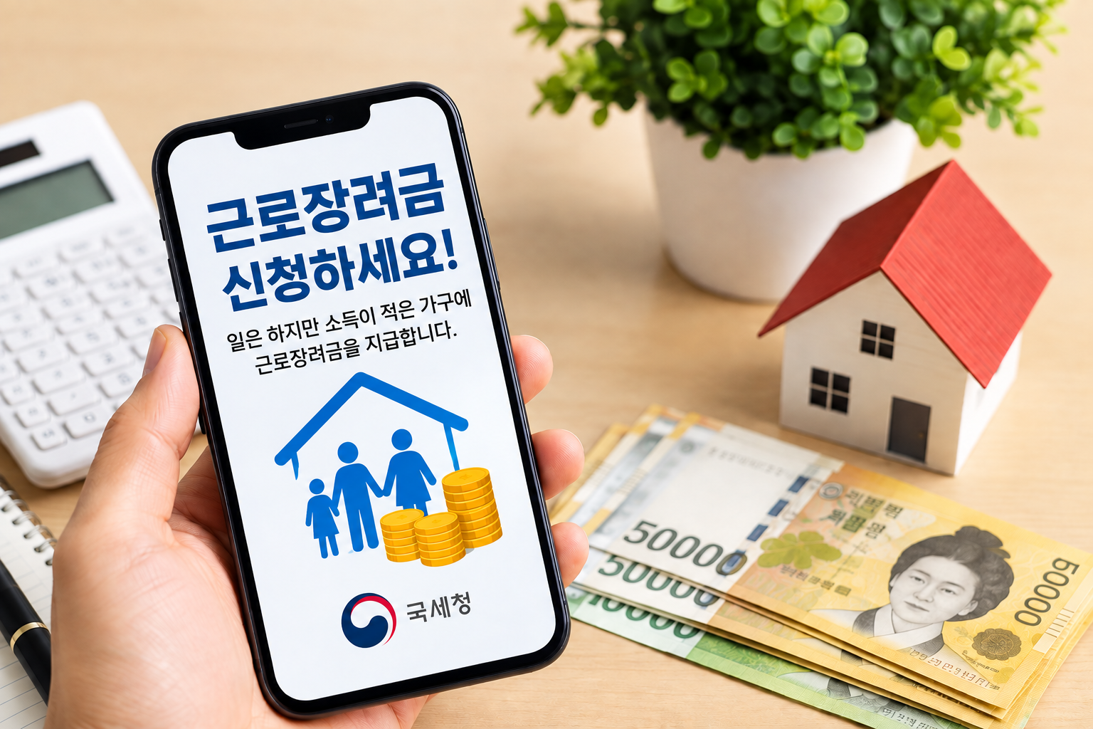 2026년 근로장려금 모바일 신청안내 화면과 지원금