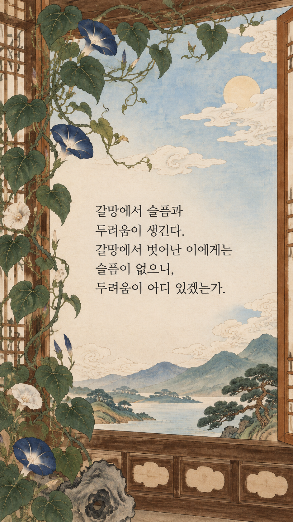 갈망과 괴로움의 관계 — 한국 민화 명언 삽화