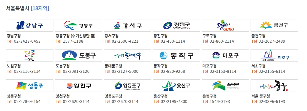 용산구 신청 페이지 내 개인정보 동의 안내