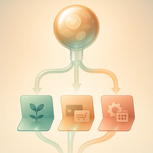 월급이 자동 분배 시스템을 통해 저축, 생활비, 고정비 통장으로 나뉘는 모습을 시각화한 구조도 일러스트