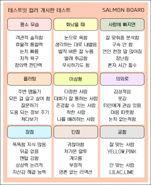 컬러 게시판 테스트 결과