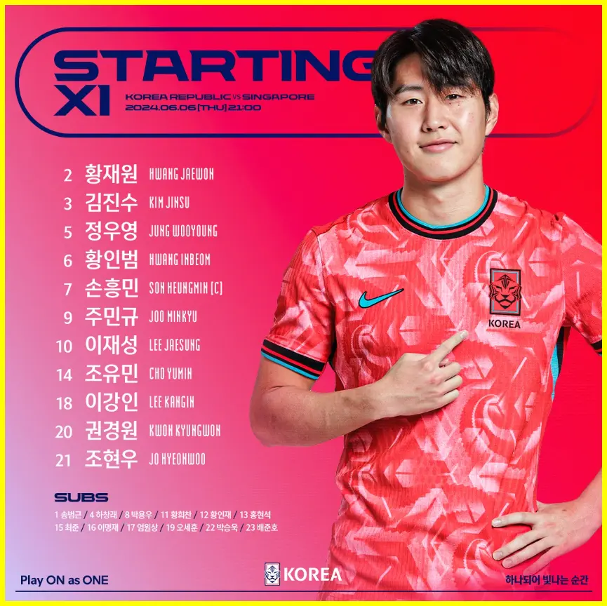 한국 선발 라인업