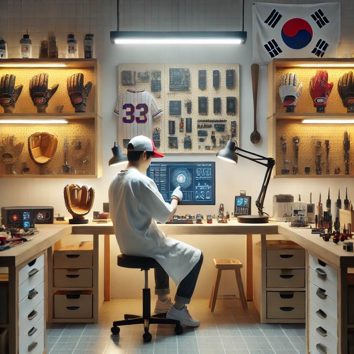 한국 야구 장비 스타트업 연구소 내부 모습