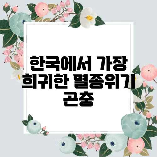 한국에서 가장 희귀한 멸종위기 곤충