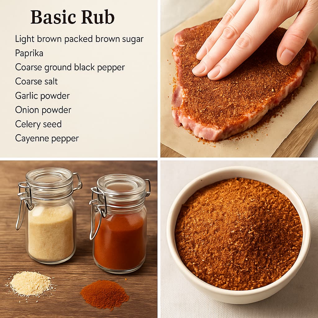 Basic Rub 기본 레시피와 양념들, 고기가 Rub 되는 장면