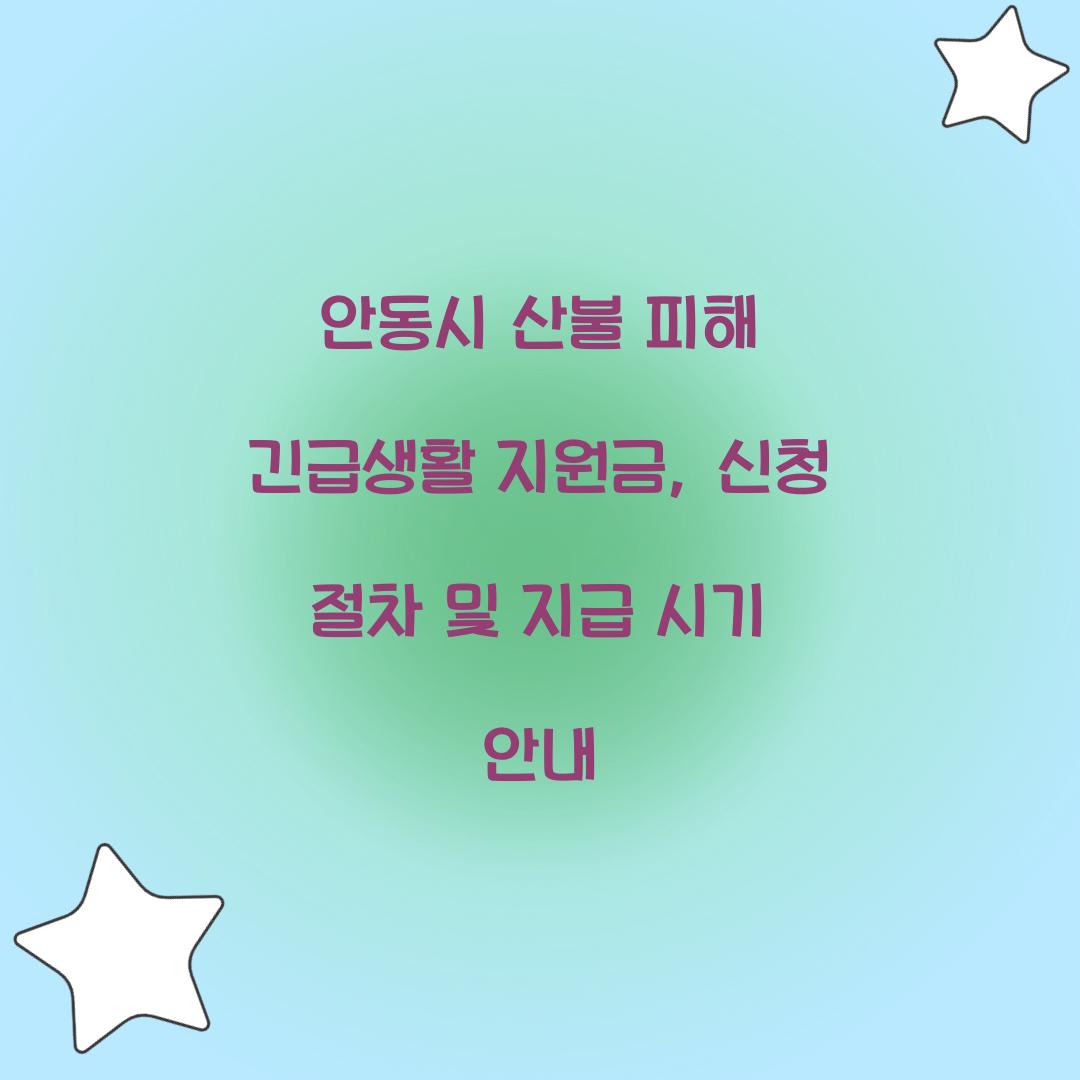 안동시 산불 피해 긴급생활 지원금