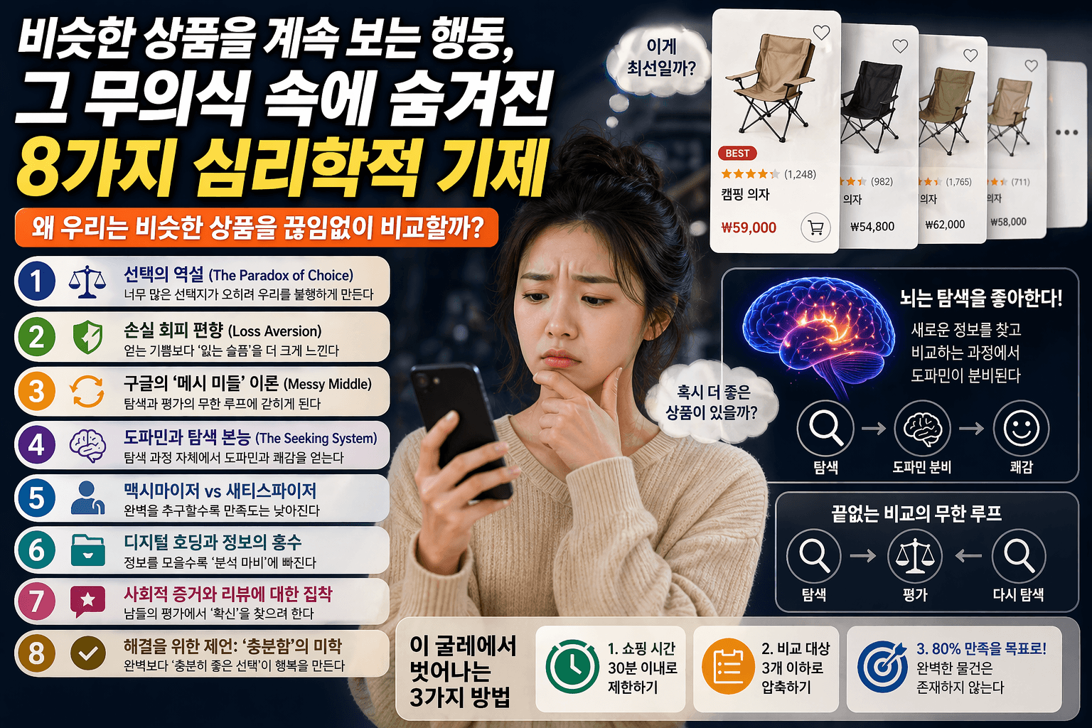 비슷한 상품만 계속 보는 이유: 뇌가 멈추지 못하는 8가지 소비 심리