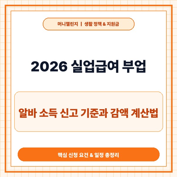 2026 실업급여 부업 가이드: 알바 소득 신고 기준과 감액 계산법 정리