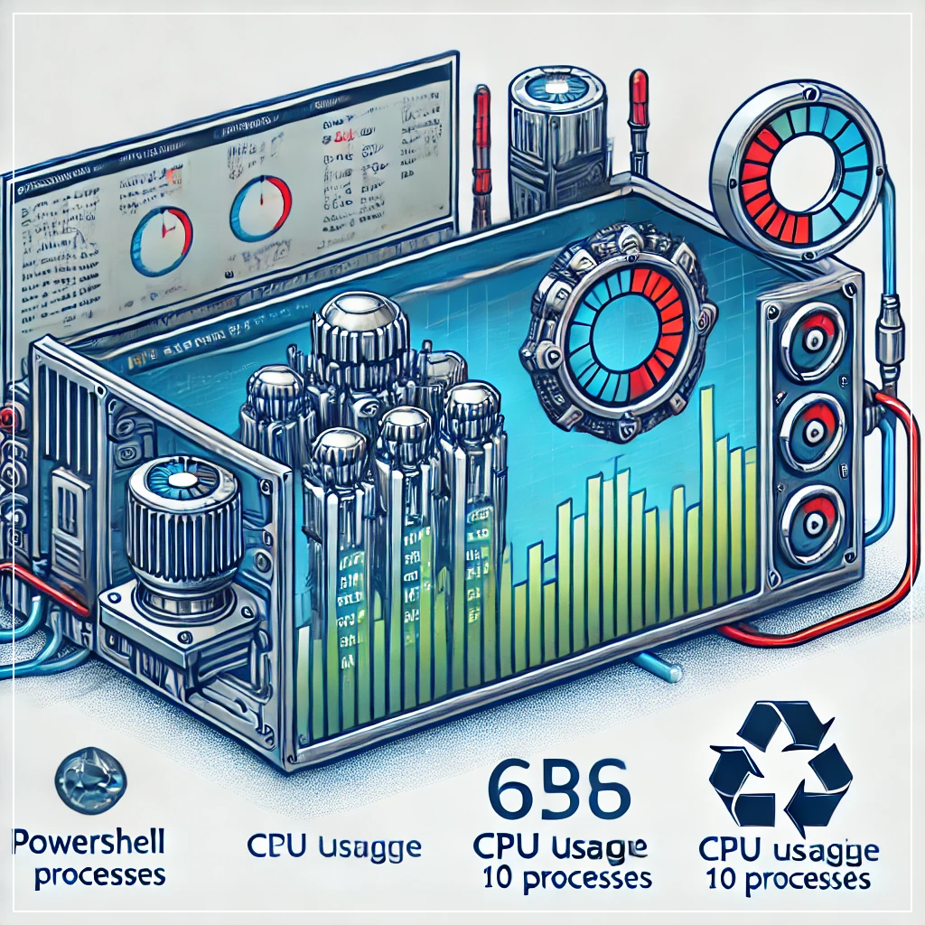 파워셀을 활용한 시스템 프로세스 모니터링을 나타낸 이미지