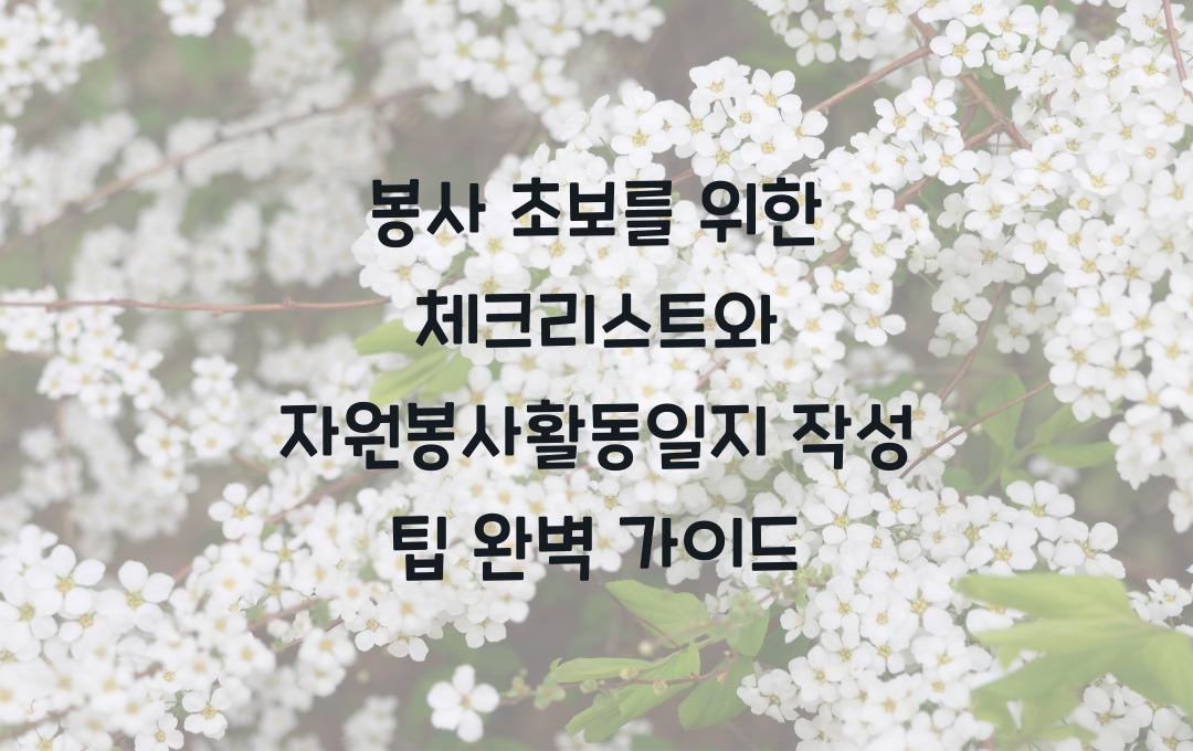 봉사 초보를 위한 체크리스트와 자원봉사활동일지 작성 팁