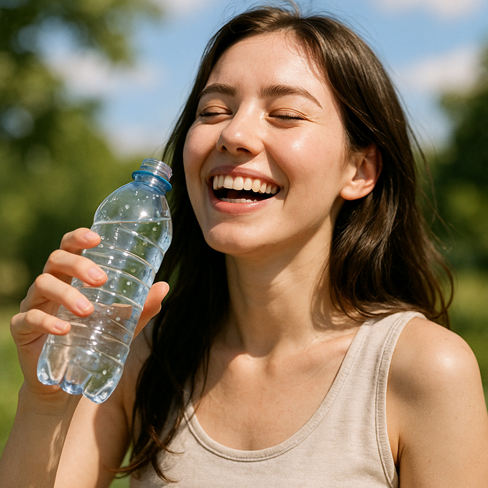 물을 마시고 시원해 하는 모습