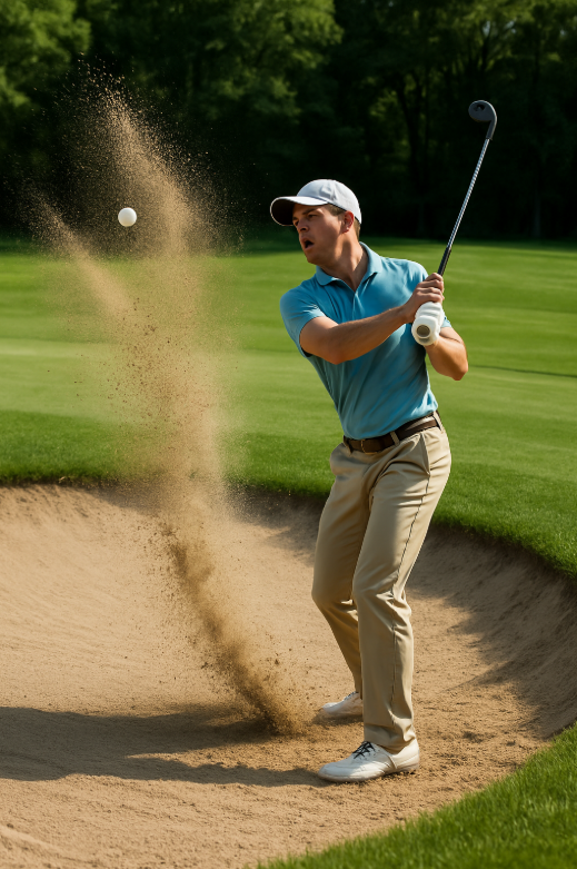 골프 벙커 탈출하는 모습