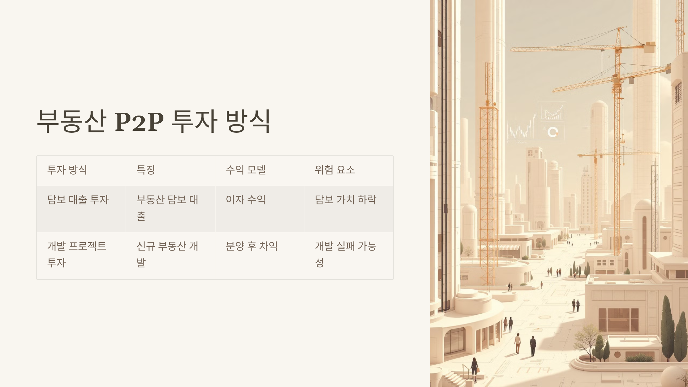 부동산 P2P 투자 방식 비교