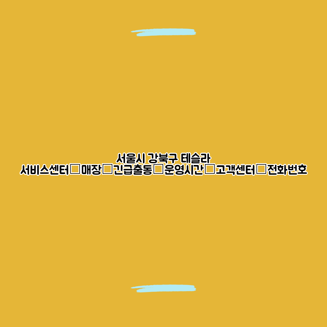서울시 강북구 테슬라 서비스센터│매장│긴급출동│운영시간│고객센터│전화번호
