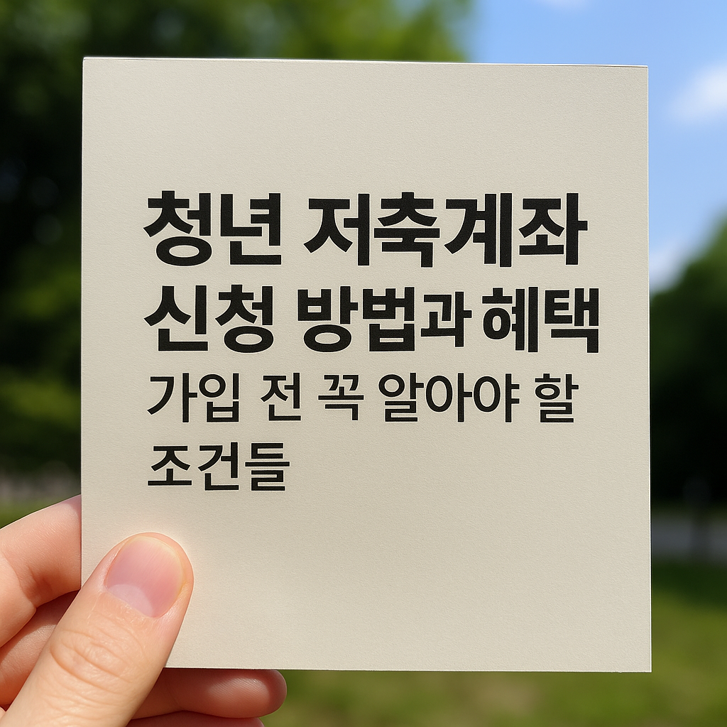 청년 저축계좌 신청 방법과 혜택 분석