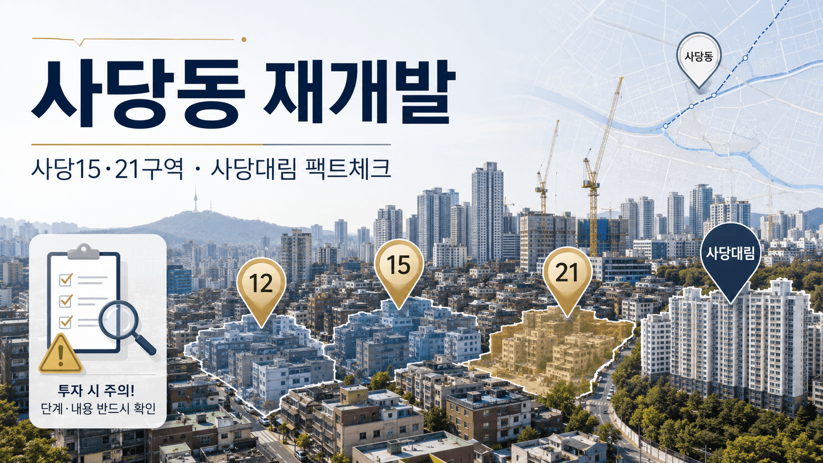 사당동 재개발 2026 현황 총정리|12·15·21구역과 빌라 투자 체크포인트