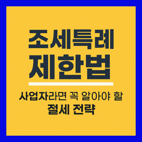 조세특례제한법, 혜택 조건 및 절세 전략