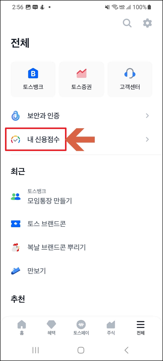 신용점수 확인