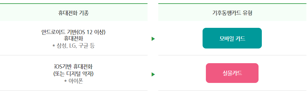 기후동행카드 카드 종류