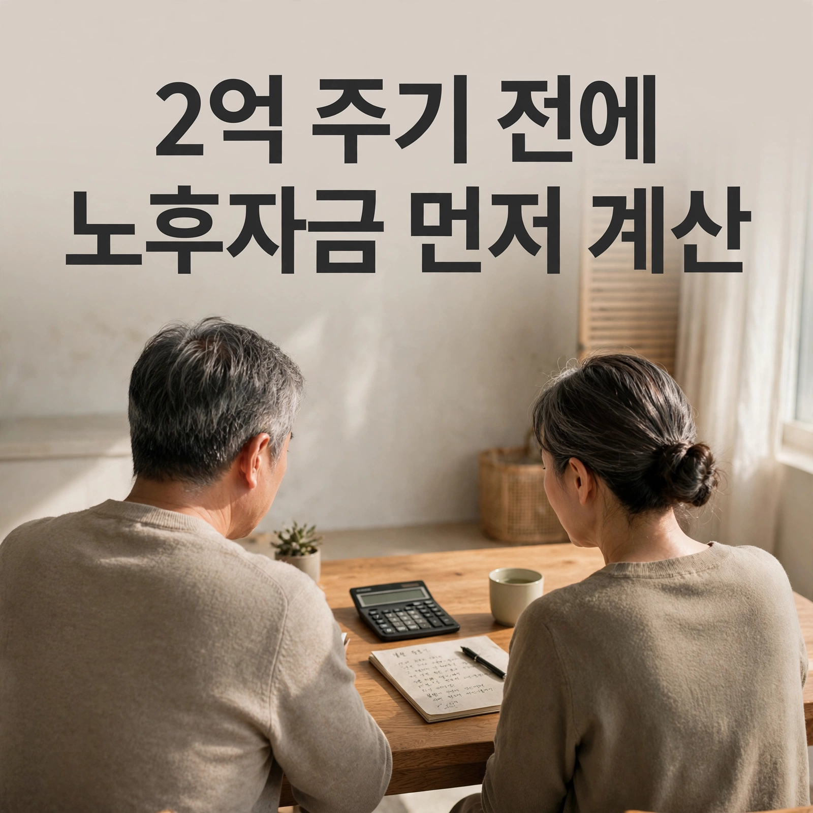 노후자금을 계산하는 50대 부부 뒷모습