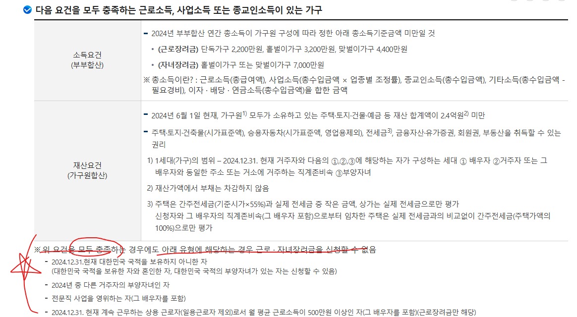 자녀장려금 조건 충족 설명 이미지