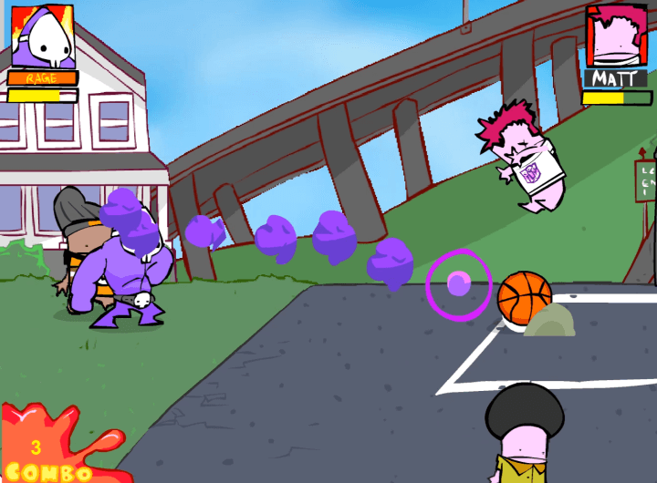 농구공을-이용하여-적을-처치하는-화면