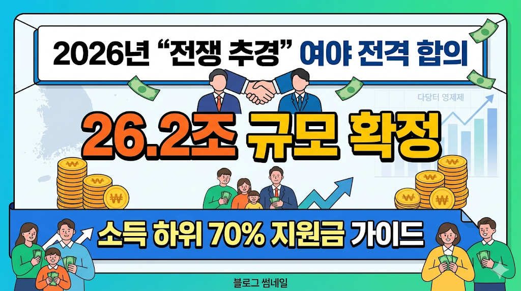 여야 전쟁 추경 합의: 26.2조 규모 확정, 소득 하위 70% 지원금 및 민생 대책 총정리