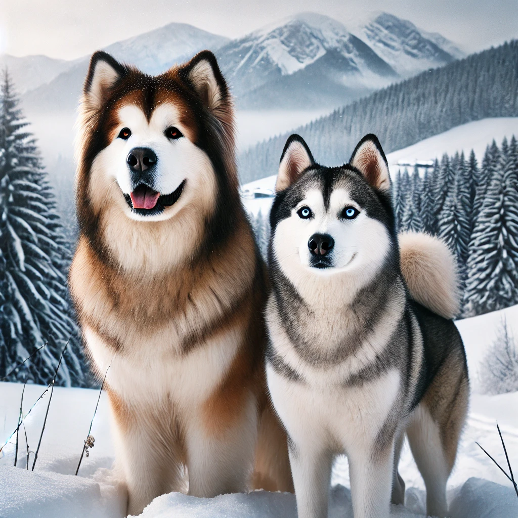 알래스카 말라뮤트와 시베리안 허스키 이미지