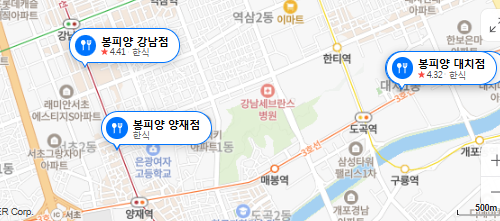 봉피양 지점 위치 이미지