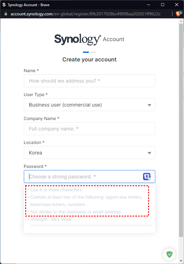 시놀로지 계정 생성 2