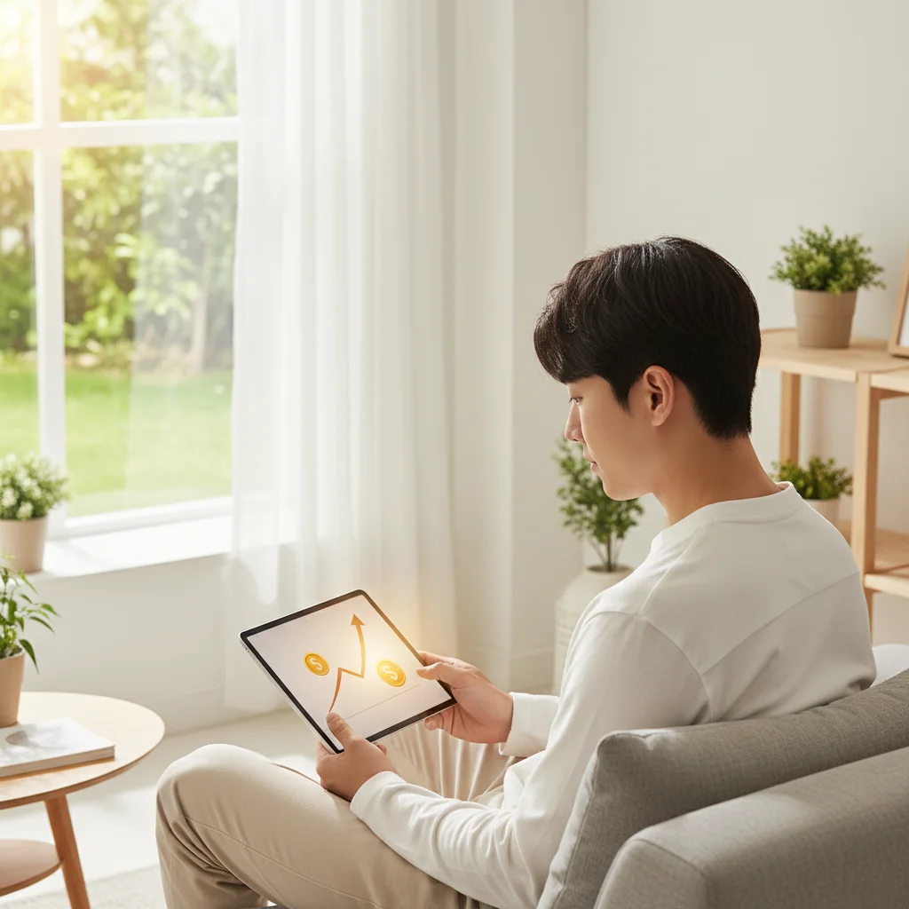 청년도약계좌 중도해지를 고민하며 혜택을 확인하는 청년의 모습